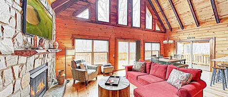 Televisie en een open haard