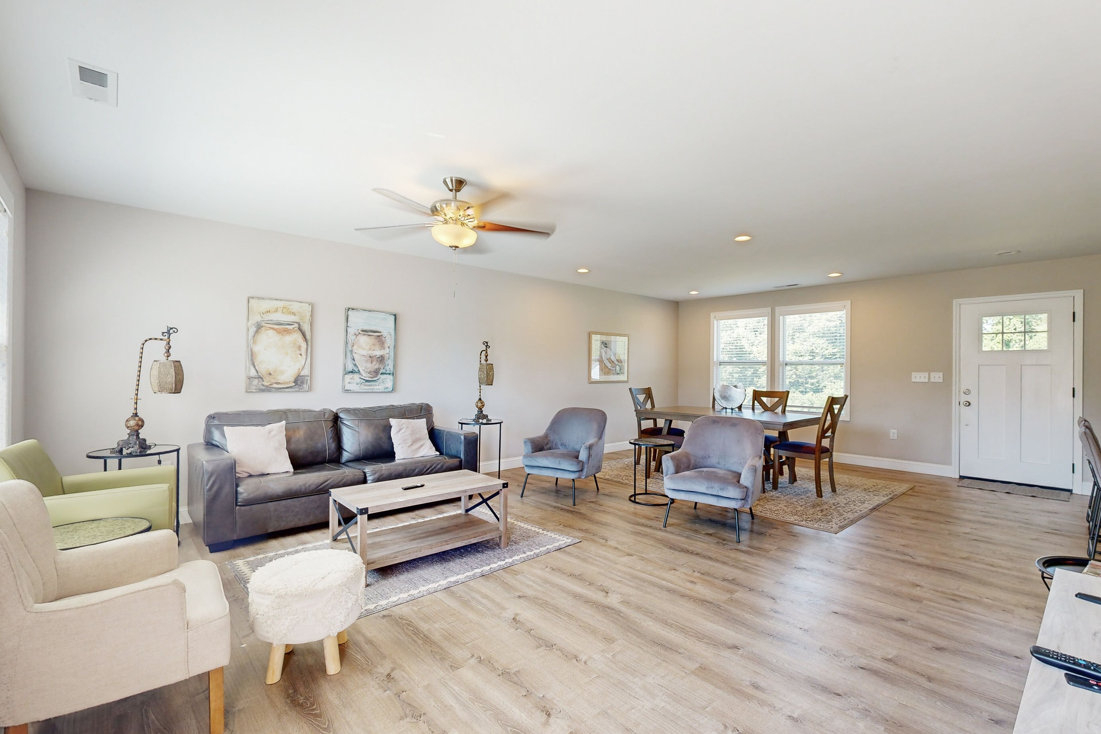 Modern interior with fenced yard and firepit - near town