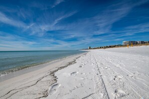 Plage, chaises longues