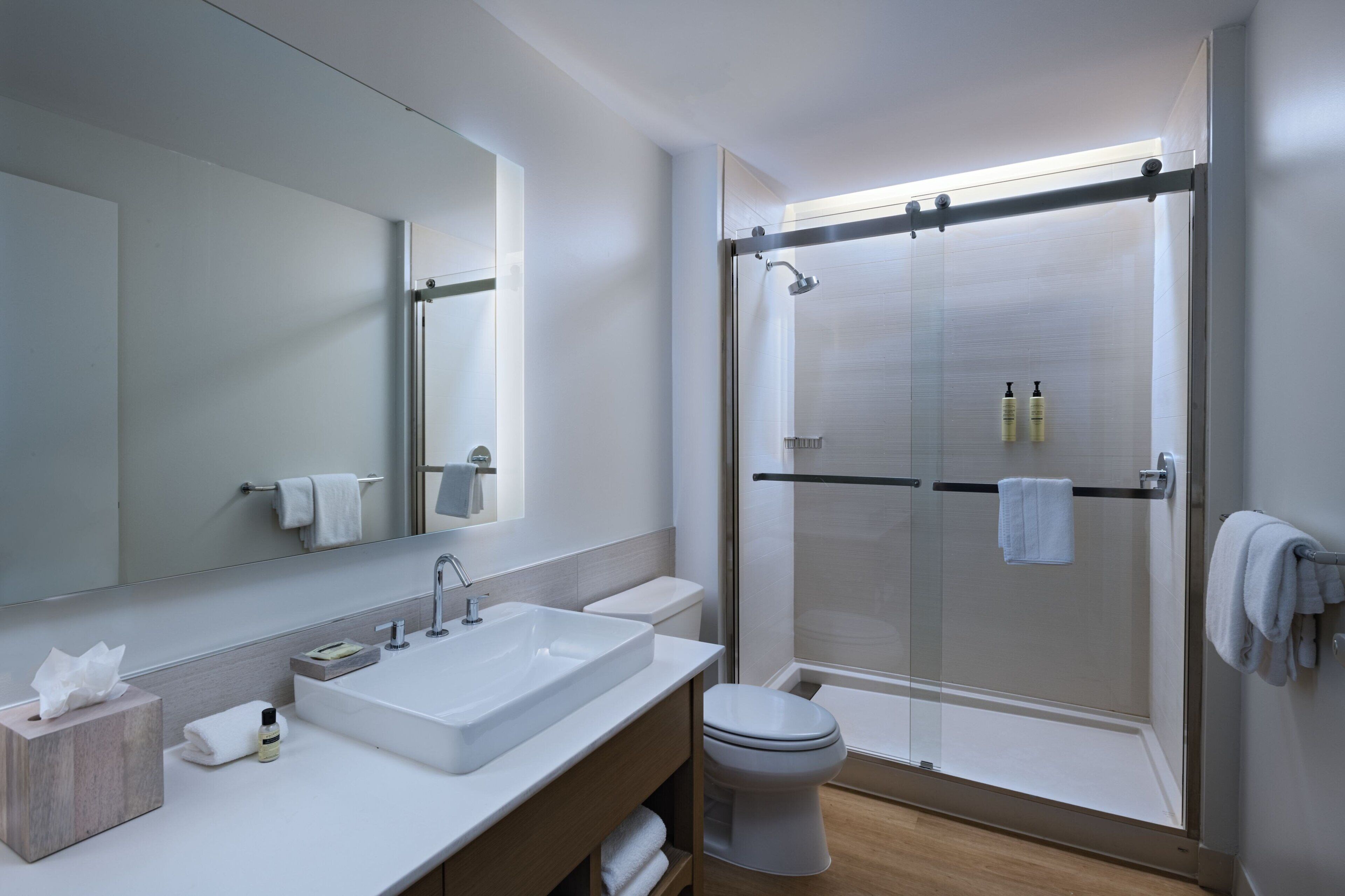 free toiletries, hair dryer, towels