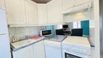 Frigorífico, microondas, horno y lavavajillas