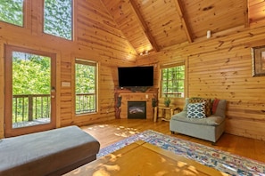 TV, fireplace