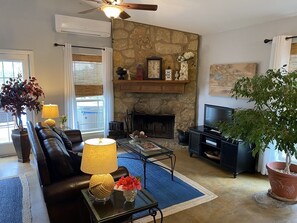 TV, fireplace, DVD player