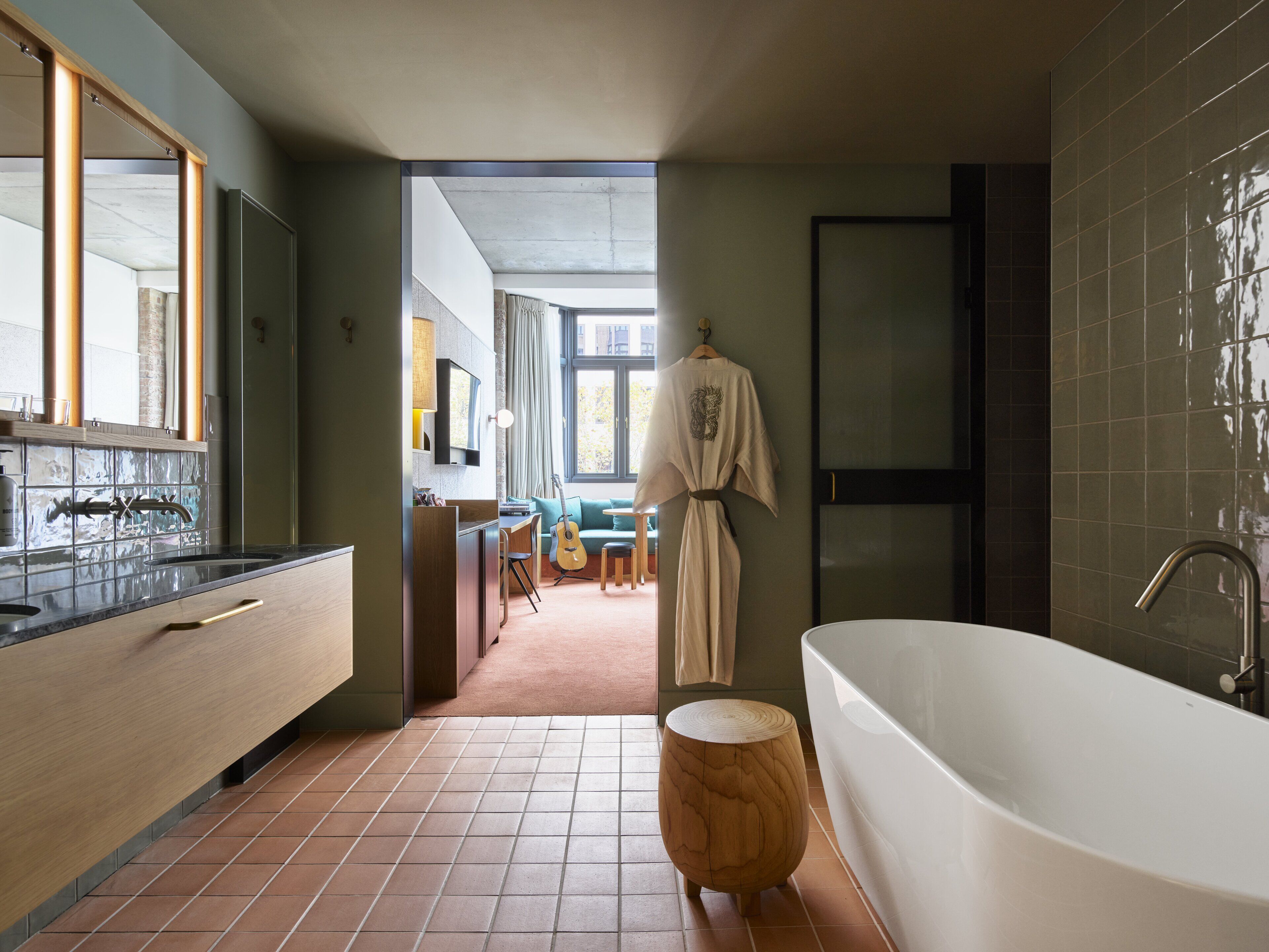 room (large) | bathroom | designer toiletries, hair dryer, bathrobes, towels