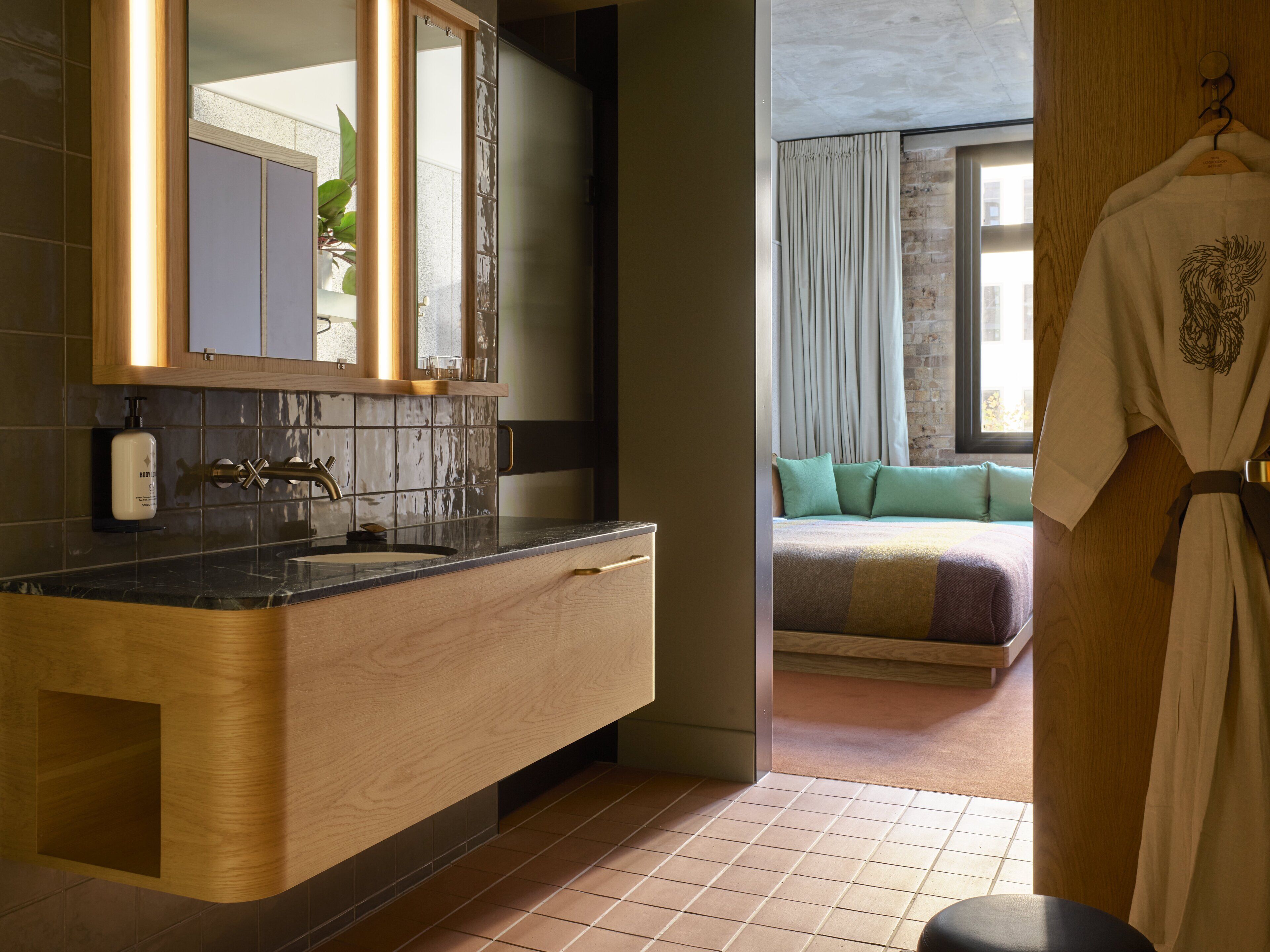 room (medium plus) | bathroom | designer toiletries, hair dryer, bathrobes, towels