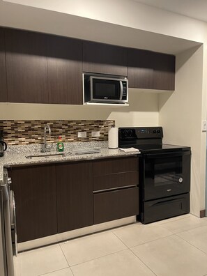 Kühlschrank, Mikrowelle, Ofen, Herdplatte