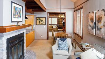 TV, fireplace, DVD player, offices