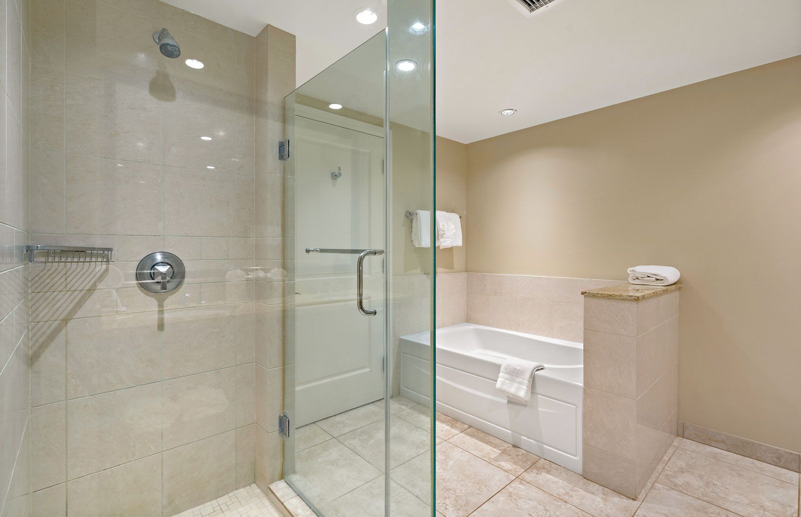 Bathtub, hair dryer, towels