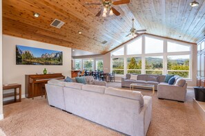 TV, fireplace, DVD player, table football