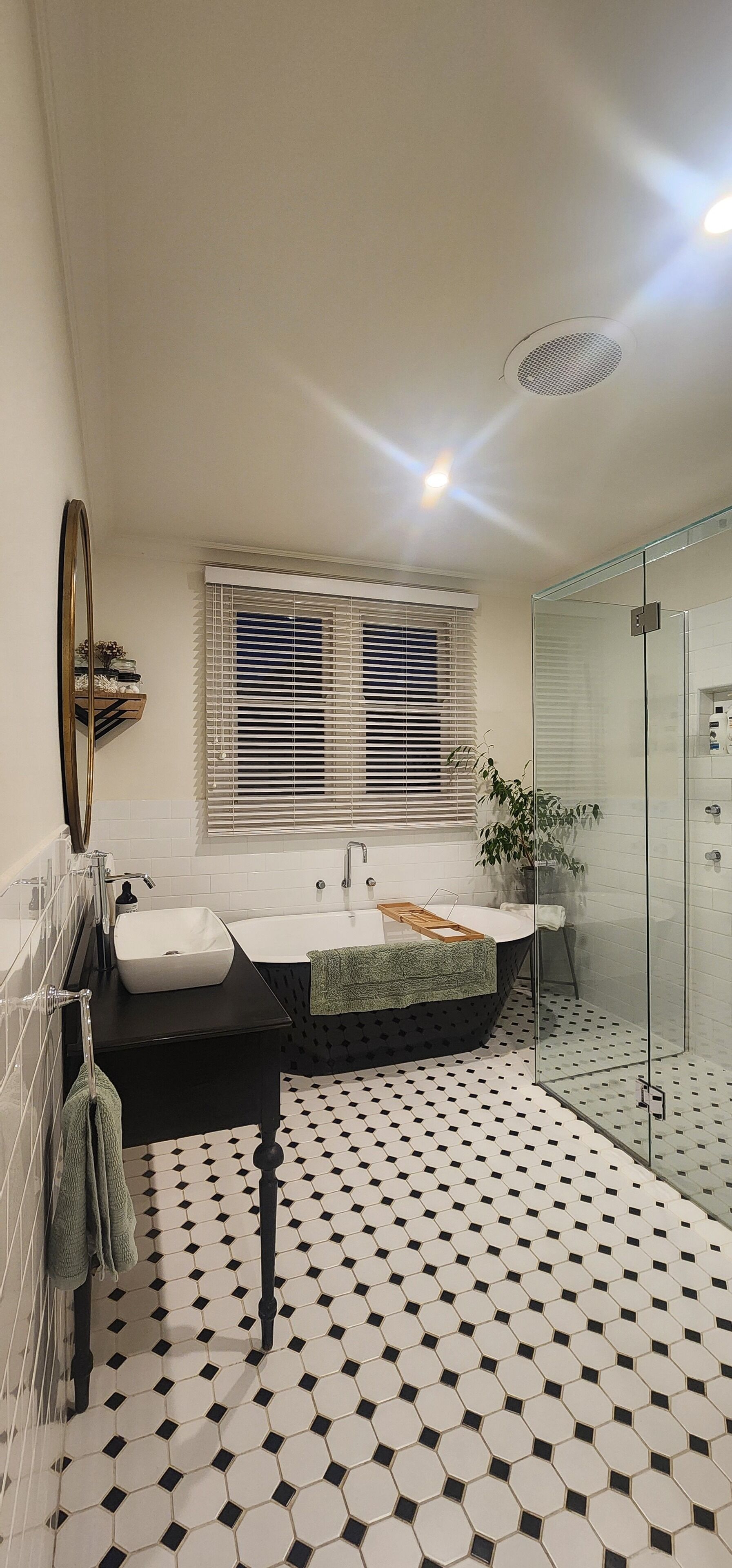 Bathtub, hair dryer, towels, soap