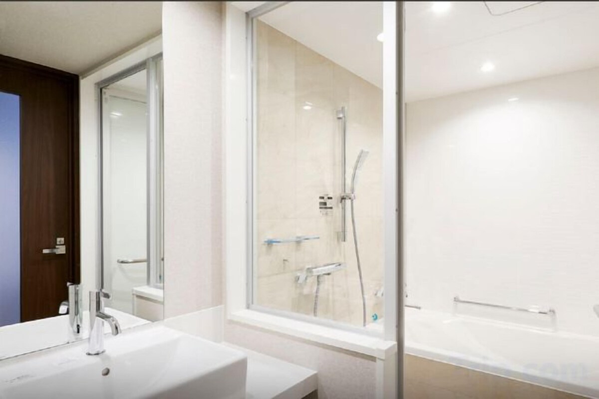 Een aparte badkuip en douche, gratis toiletartikelen, een haardroger