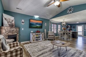 Smart TV, fireplace, video games