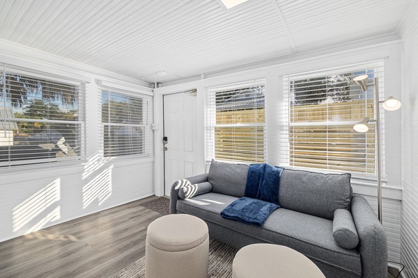 The apartment welcomes you inside with floods of natural light