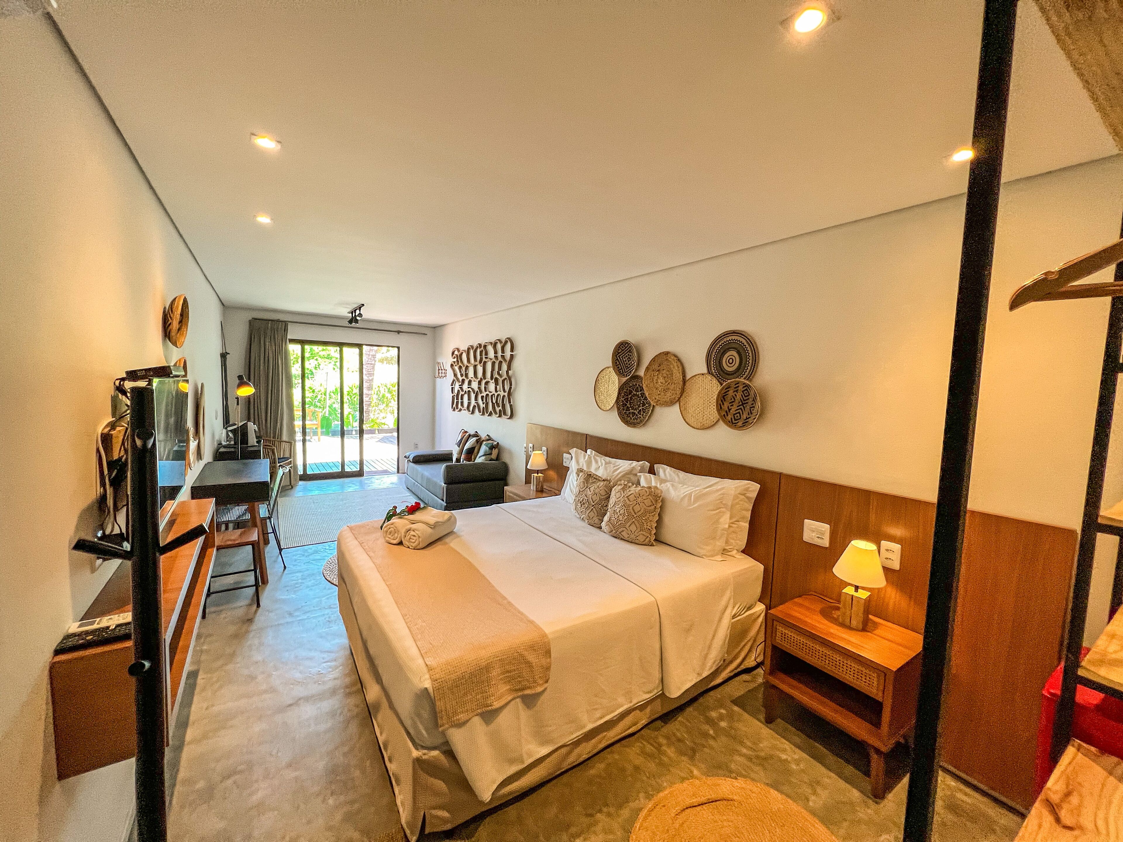 Quarto família, 1 quarto, vista para o jardim | Roupas de cama premium, camas com colchões pillow-top, frigobar