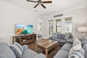 Smart TV, fireplace, video-game console