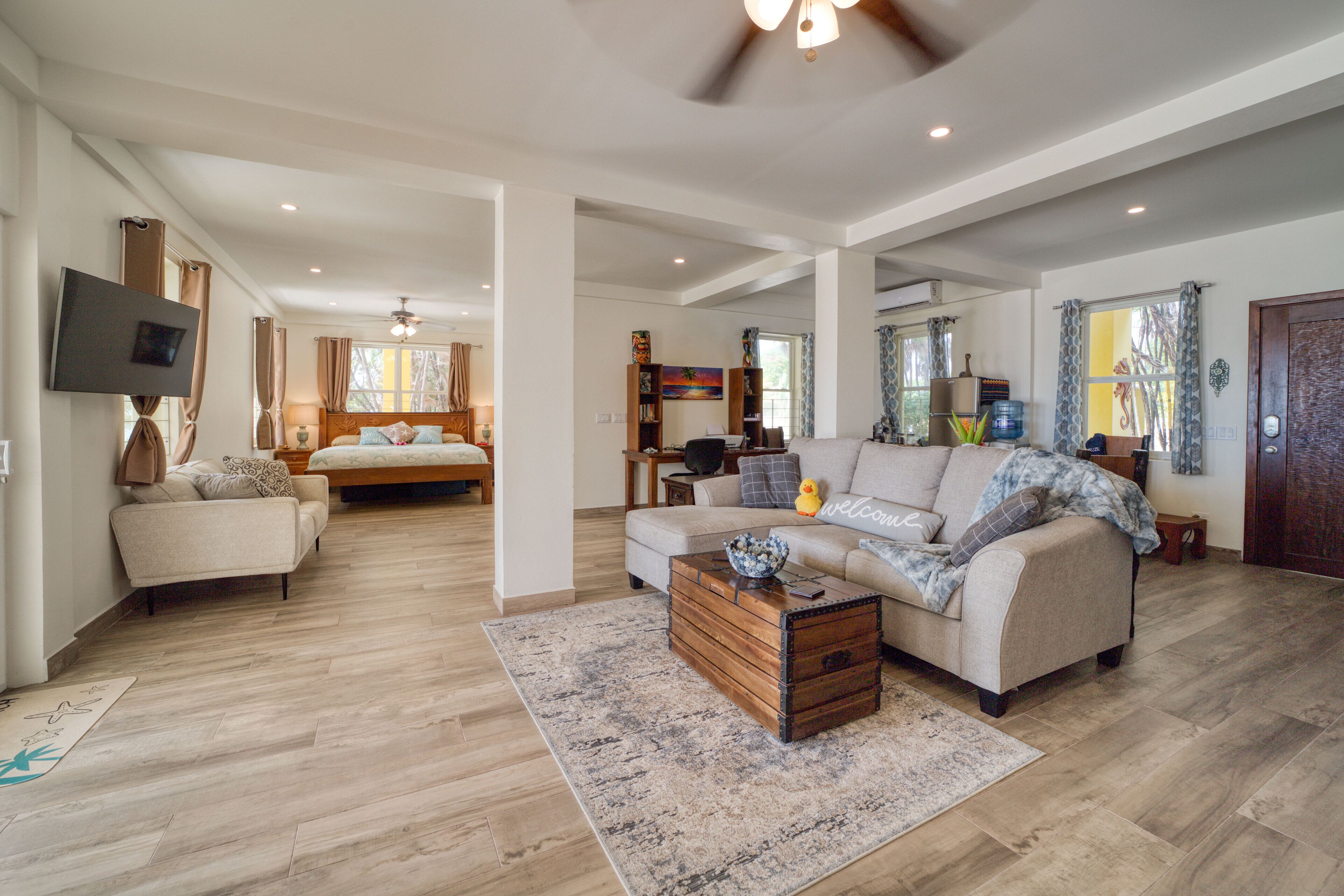 Villa, Private Pool, Beachfront | Living area | 40-inch Smart TV with cable channels, TV, DVD player