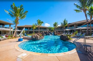 Outdoor pool, a heated pool - K L V R presents the Beautiful Ground floor Villa LUANA Honua Kai  (Lahaina)