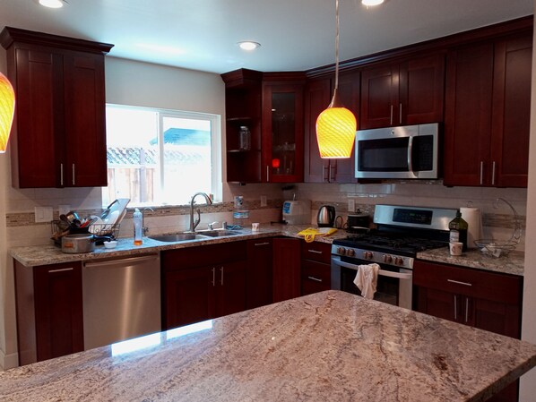 Fridge, microwave, oven, dishwasher