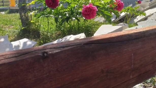 A two-story house with a balcony, surrounded by a garden with pink flowers. - Remarkable 3-Bed House in Zabljak (Zabljak)