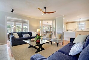 Smart TV, fireplace, video games, DVD player