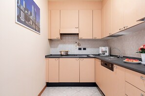 Fridge, microwave, dishwasher, electric kettle