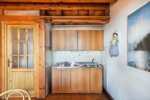Fridge, microwave, electric kettle, toaster
