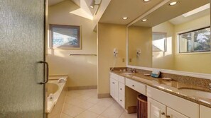 Combined shower/tub, jetted tub