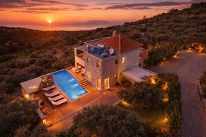 Exterior -  Unique four bedroom villa with amazing mountain and breathtaking sea view. (Στάλος)