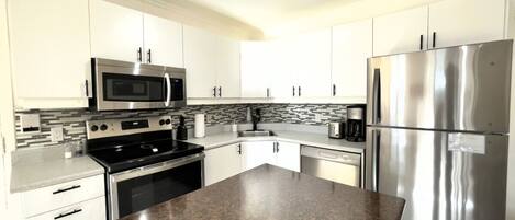 Fridge, microwave, oven, dishwasher