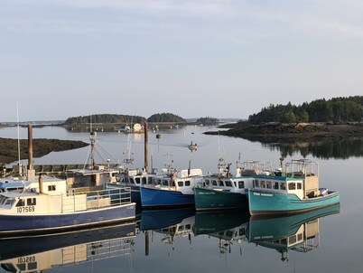 The Boathouse overlooking Green's Point Lighthouse and Passamaquoddy Bay