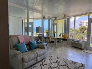 Senior Studio, Ocean View, Beachside (Beach Blessed) | Living area | 52-inch flat-screen TV with cable channels, TV