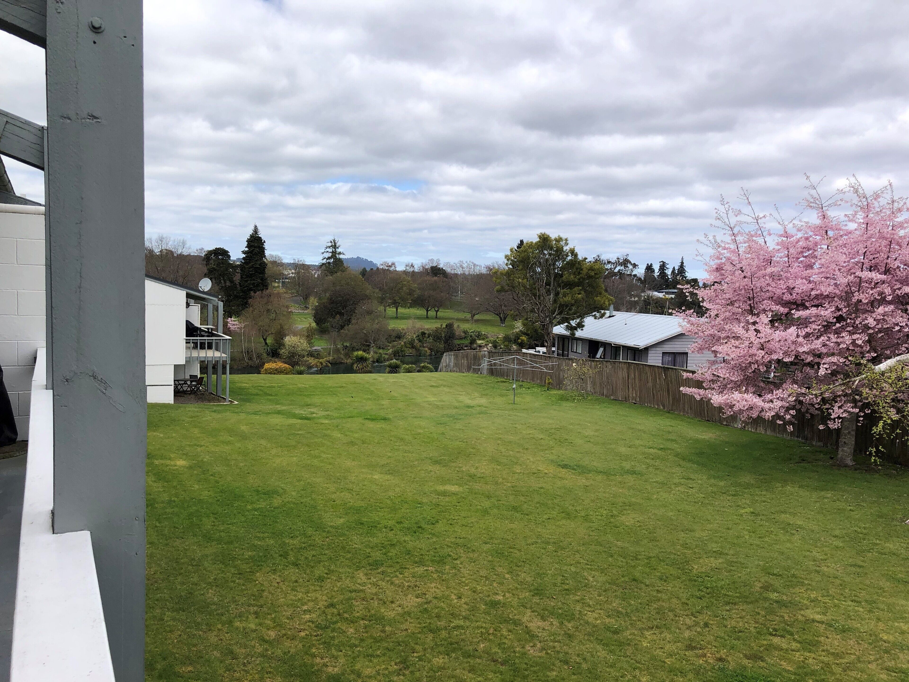 Front expanse of lawn leading to jetty