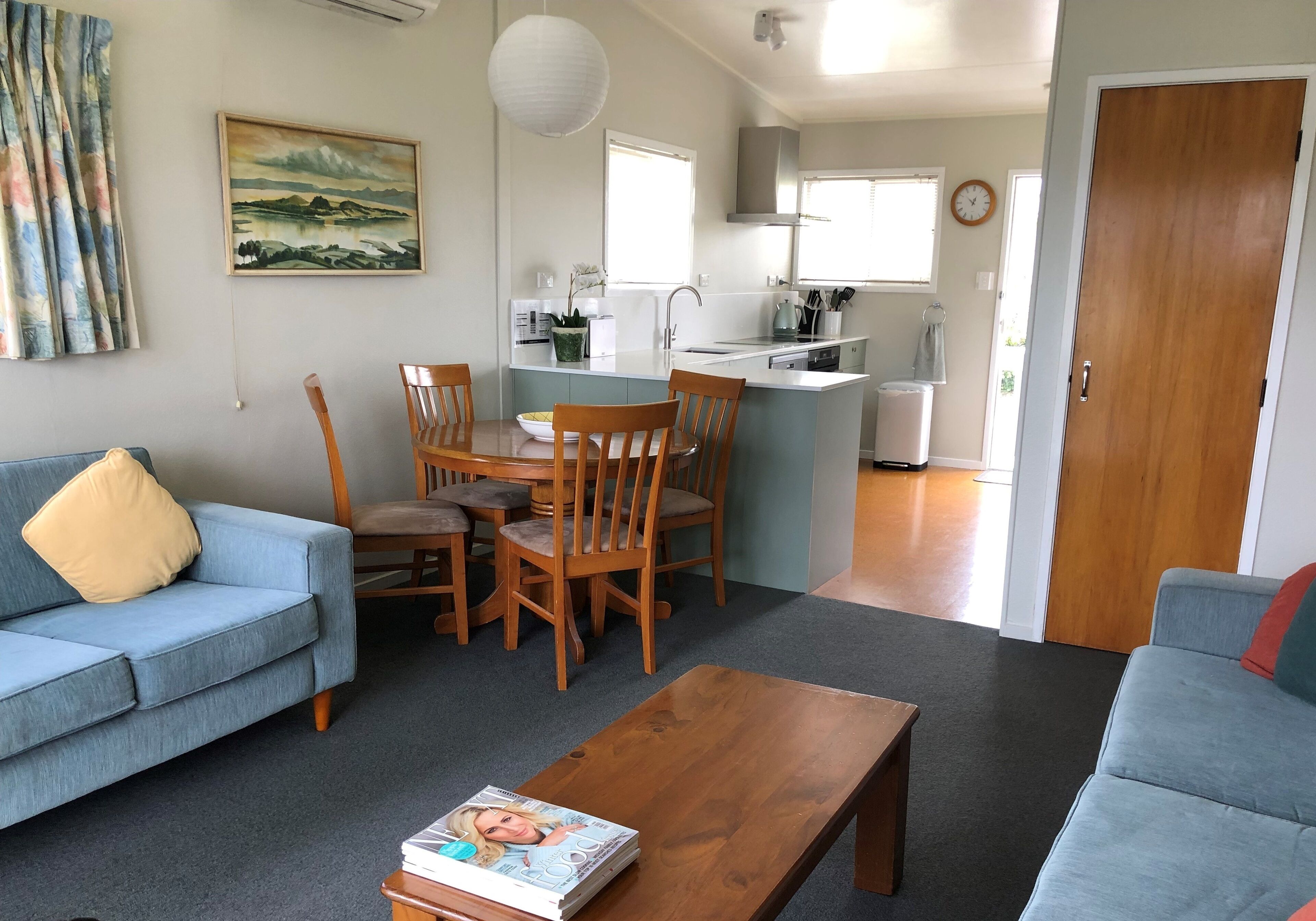 TV, DVD player, books, video library