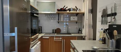 Kühlschrank, Mikrowelle, Herdplatte, Geschirrspüler