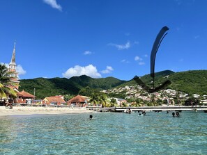 On the beach, beach towels