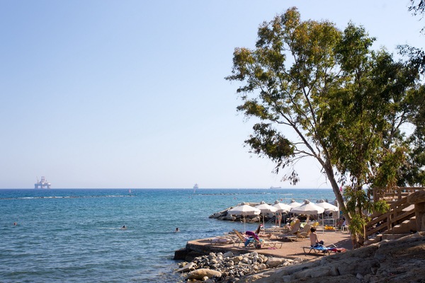 On the beach, sun-loungers, beach umbrellas, beach towels