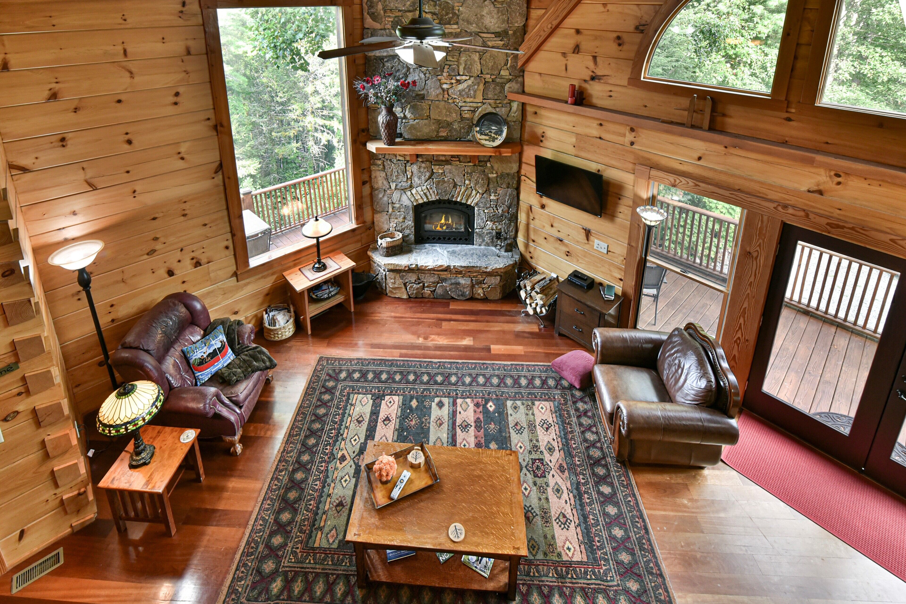 TV, fireplace