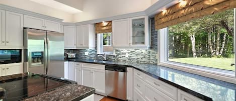 Microwave, coffee/tea maker, cookware/dishes/utensils