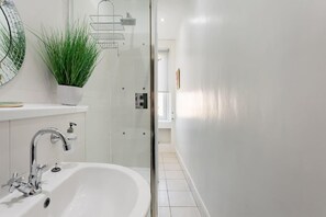 Lägenhet - 1 kingsize-säng med bäddsoffa | Badrum | Dusch, hårtork och handdukar