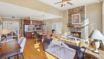 Smart TV, fireplace, computer monitors