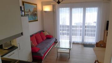 Apartment, 1 Bedroom, Smoking, Balcony | Living area | Books