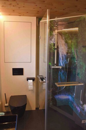Appartement, 2 chambres, accessible aux personnes à mobilité réduite, patio | Douche de la salle de bain