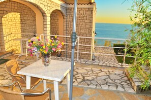 Enjoy the breathtaking sea views from this outdoor space.