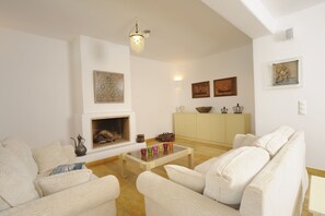 Villa, 4 Bedrooms, Balcony, Garden View | Living area - Dreamy Holiday Villa in Andros, With Private Pool and Stunning Sea View Num01 (Andros)