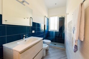 Shower, hair dryer, bathrobes, bidet