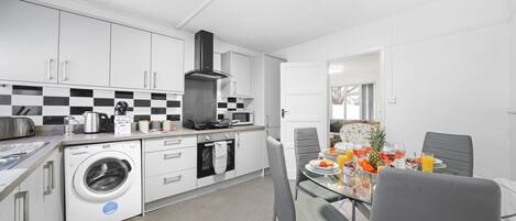 Fridge, microwave, oven, electric kettle