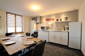 Microwave, dishwasher, high chair
