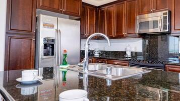 Fridge, microwave, oven, dishwasher