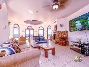 TV, fireplace, DVD player