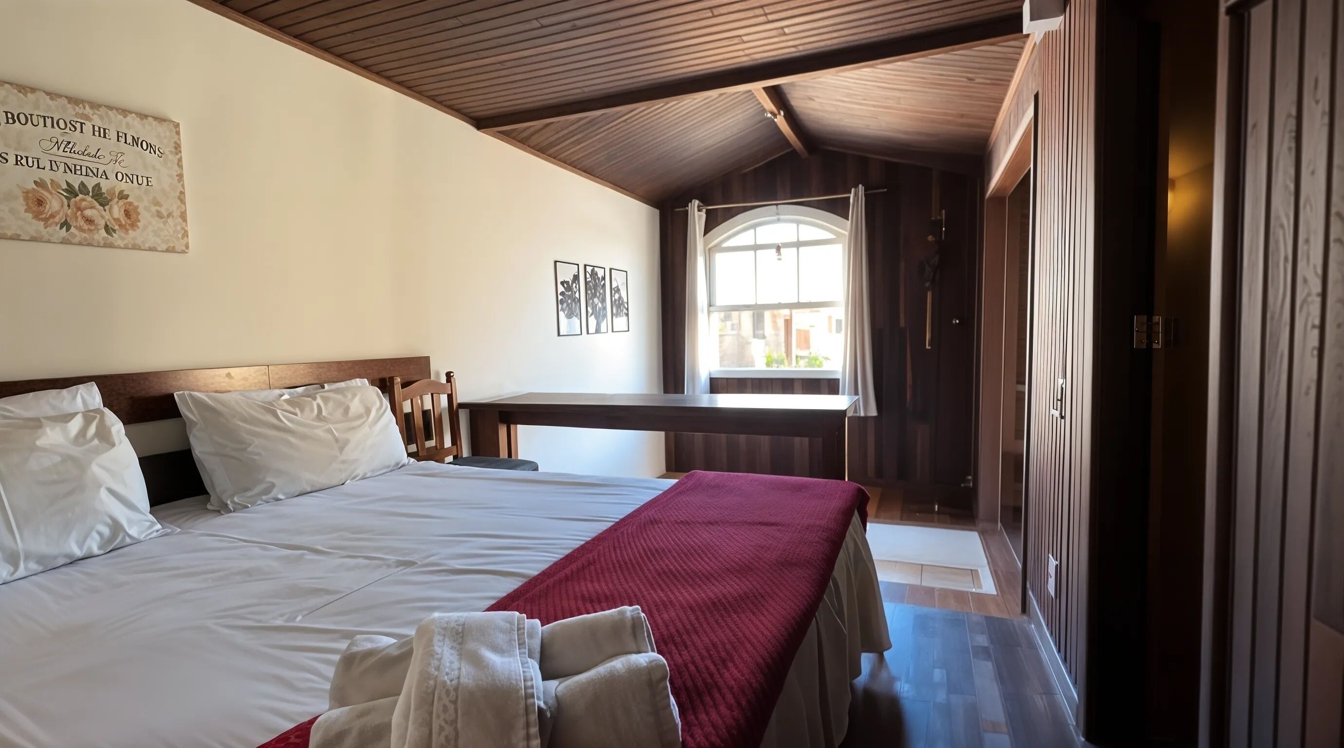 Chalet estándar | Minibar y espacio para trabajar con un portátil